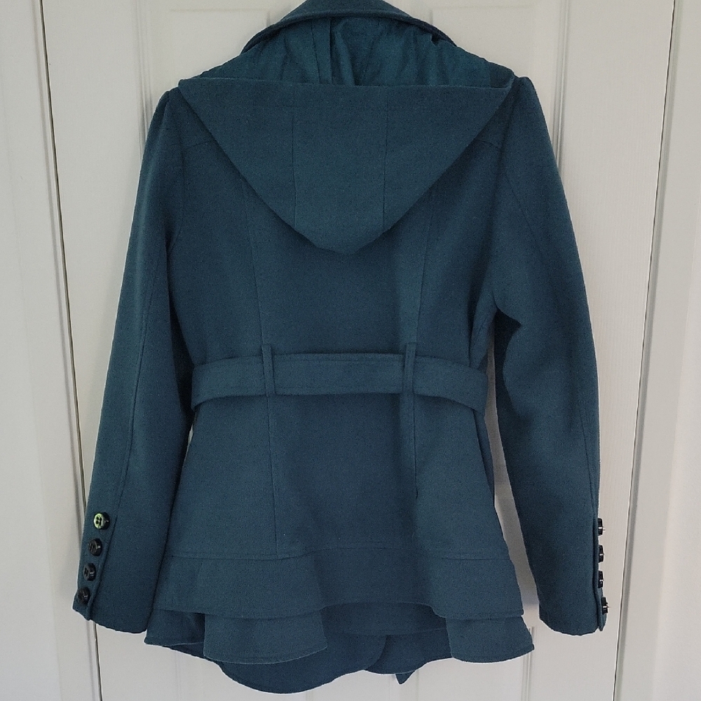 Pink Envelope Teal Double-Breasted Pea Coat - Picture 3 of 4